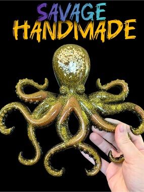 Handmade Gold Glitter Resin Octopus Hanging Wall Art